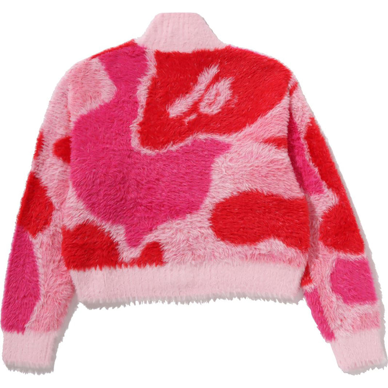 MEGA ABC CAMO LONG FUR MOCKNECK CROPPED ZIP CARDIGAN LADIES