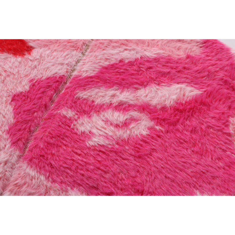 MEGA ABC CAMO LONG FUR MOCKNECK CROPPED ZIP CARDIGAN LADIES