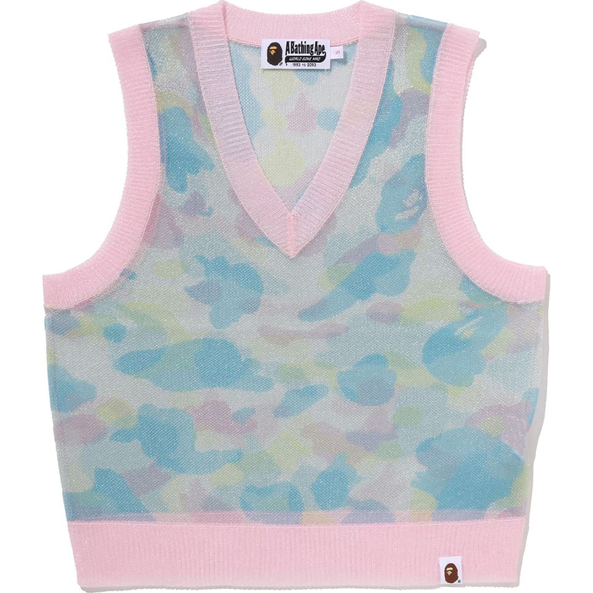 NEW MULTI CAMO METALLIC CROPPED KNIT VEST LADIES