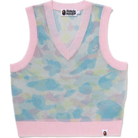 NEW MULTI CAMO METALLIC CROPPED KNIT VEST LADIES