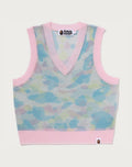 NEW MULTI CAMO METALLIC CROPPED KNIT VEST LADIES