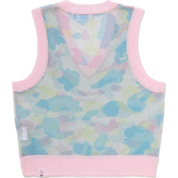 NEW MULTI CAMO METALLIC CROPPED KNIT VEST LADIES