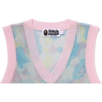 NEW MULTI CAMO METALLIC CROPPED KNIT VEST LADIES