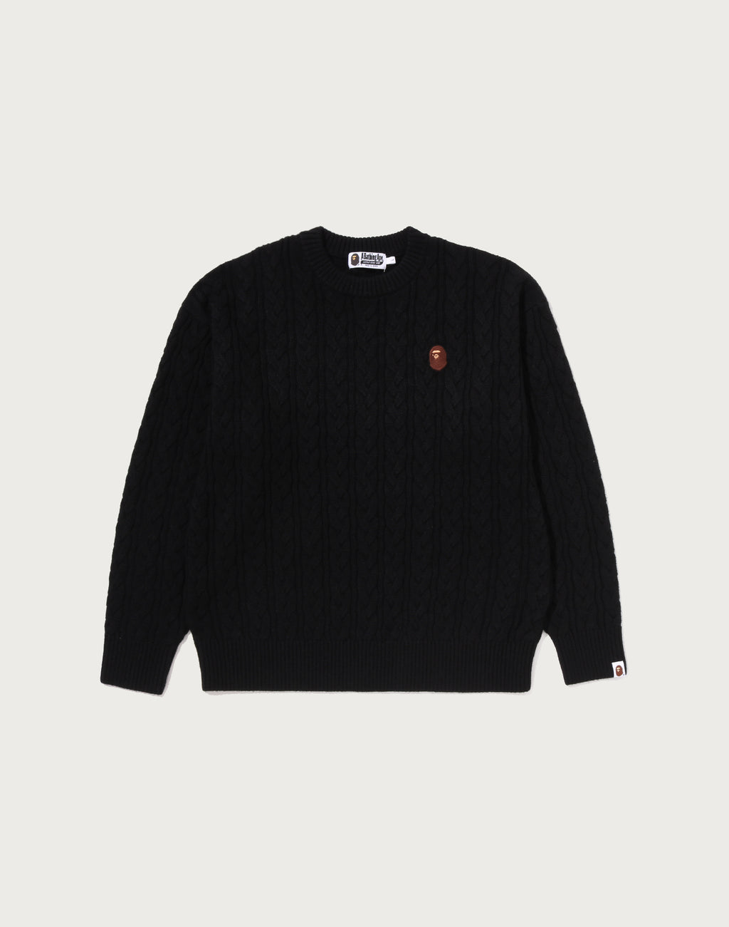 ONE POINT CABLE KNIT CREWNECK SWEATSHIRT MENS