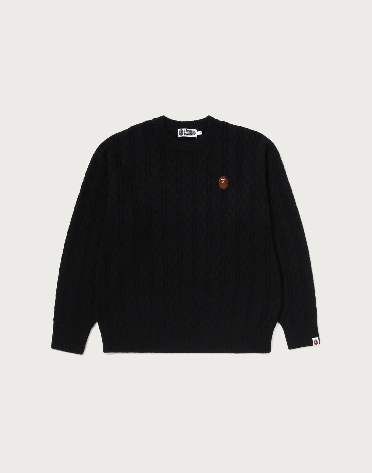 ONE POINT CABLE KNIT CREWNECK SWEATSHIRT MENS
