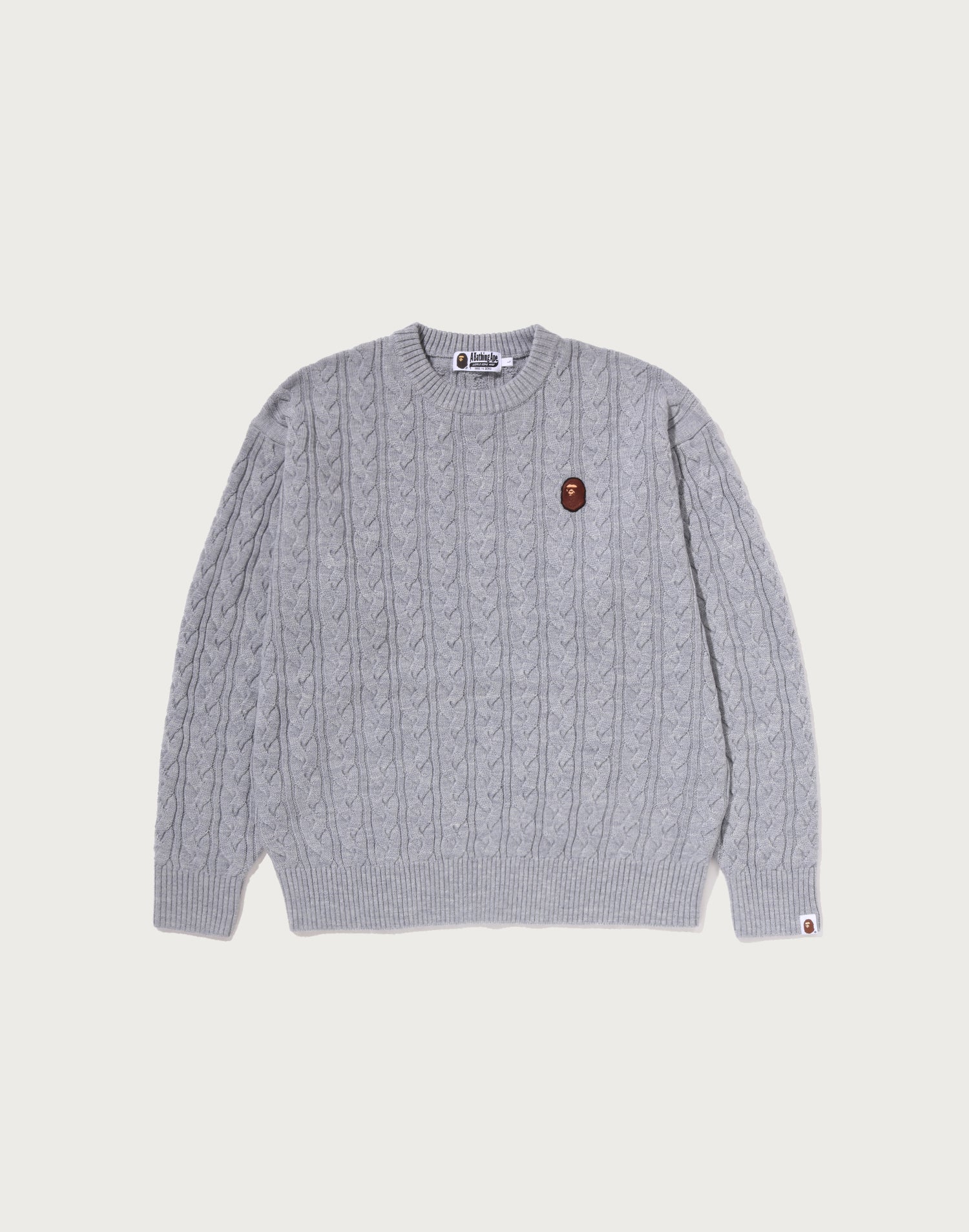 ONE POINT CABLE KNIT CREWNECK SWEATSHIRT MENS – us.bape.com