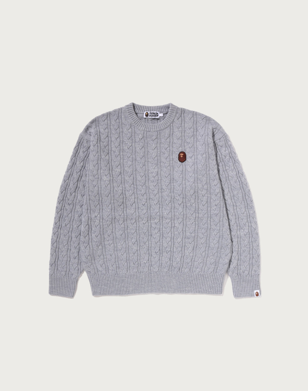 ONE POINT CABLE KNIT CREWNECK SWEATSHIRT MENS