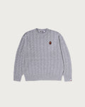 ONE POINT CABLE KNIT CREWNECK SWEATSHIRT MENS