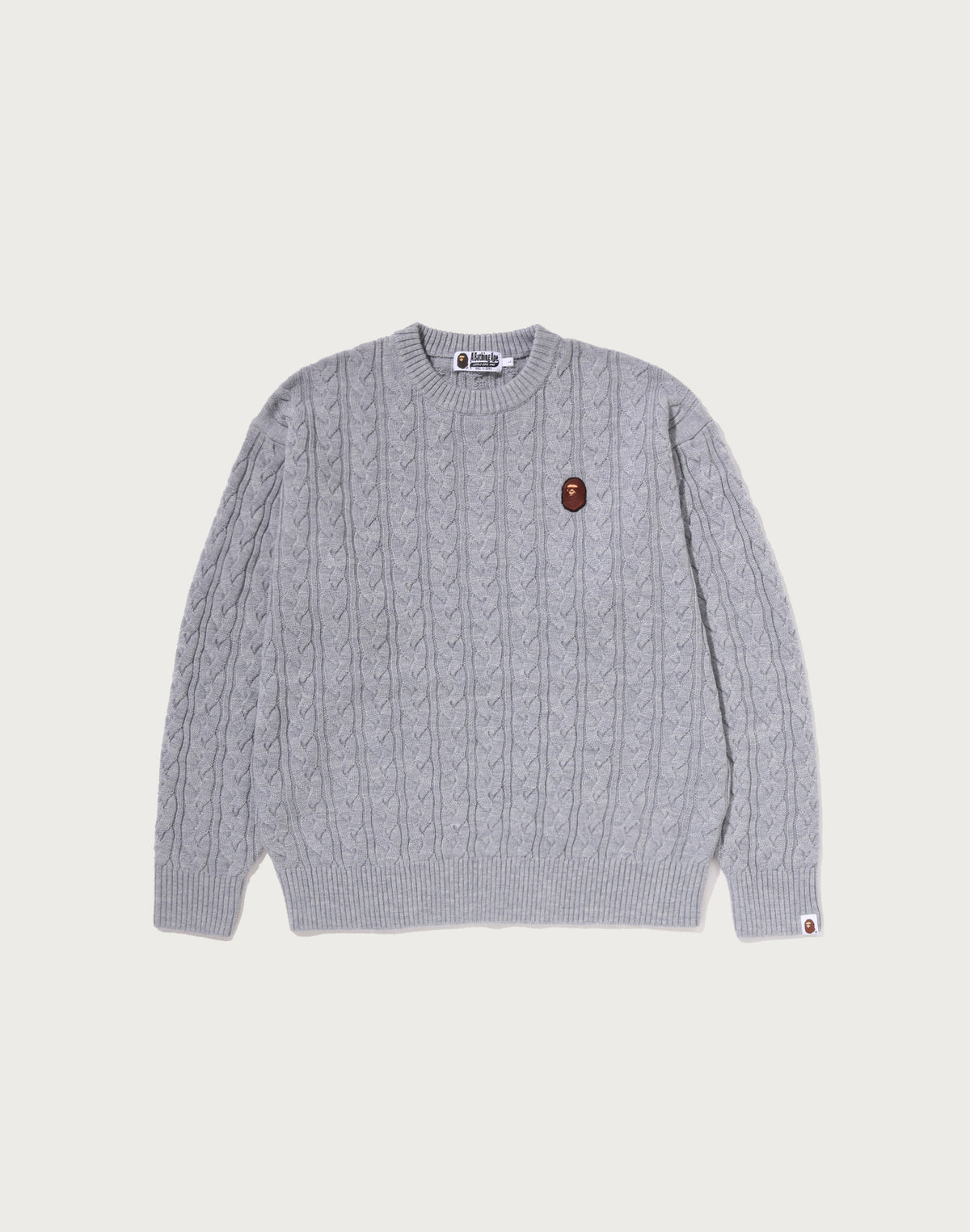 ONE POINT CABLE KNIT CREWNECK SWEATSHIRT MENS