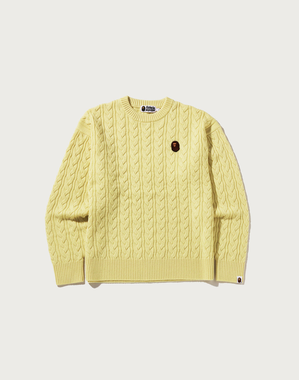 ONE POINT CABLE KNIT CREWNECK SWEATSHIRT MENS