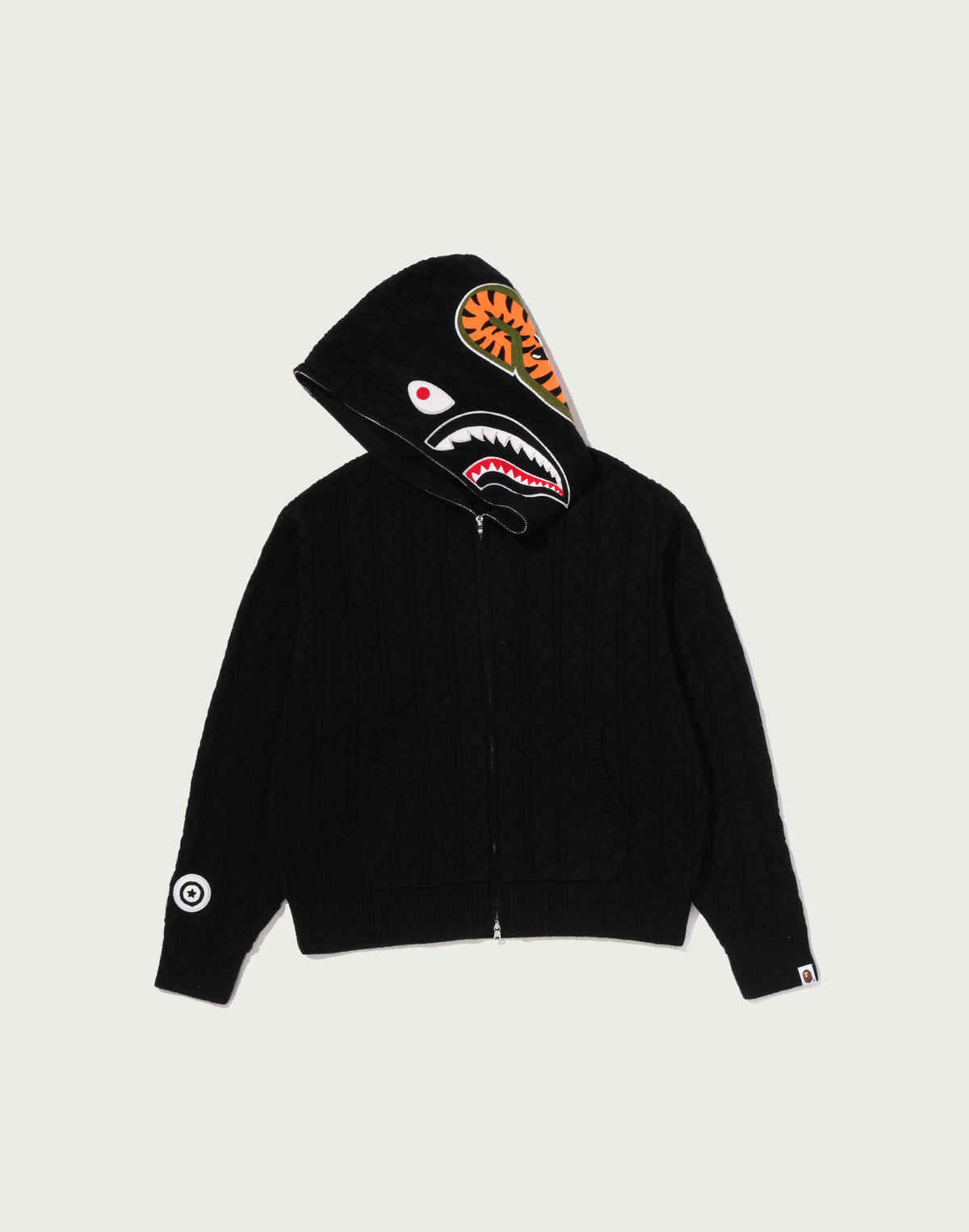 CABLE KNIT SHARK RELAXED FIT FULL ZIP HOODIE MENS