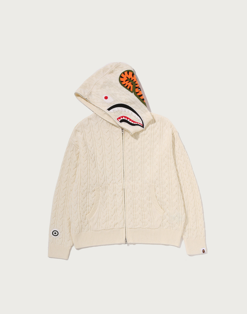CABLE KNIT SHARK RELAXED FIT FULL ZIP HOODIE MENS