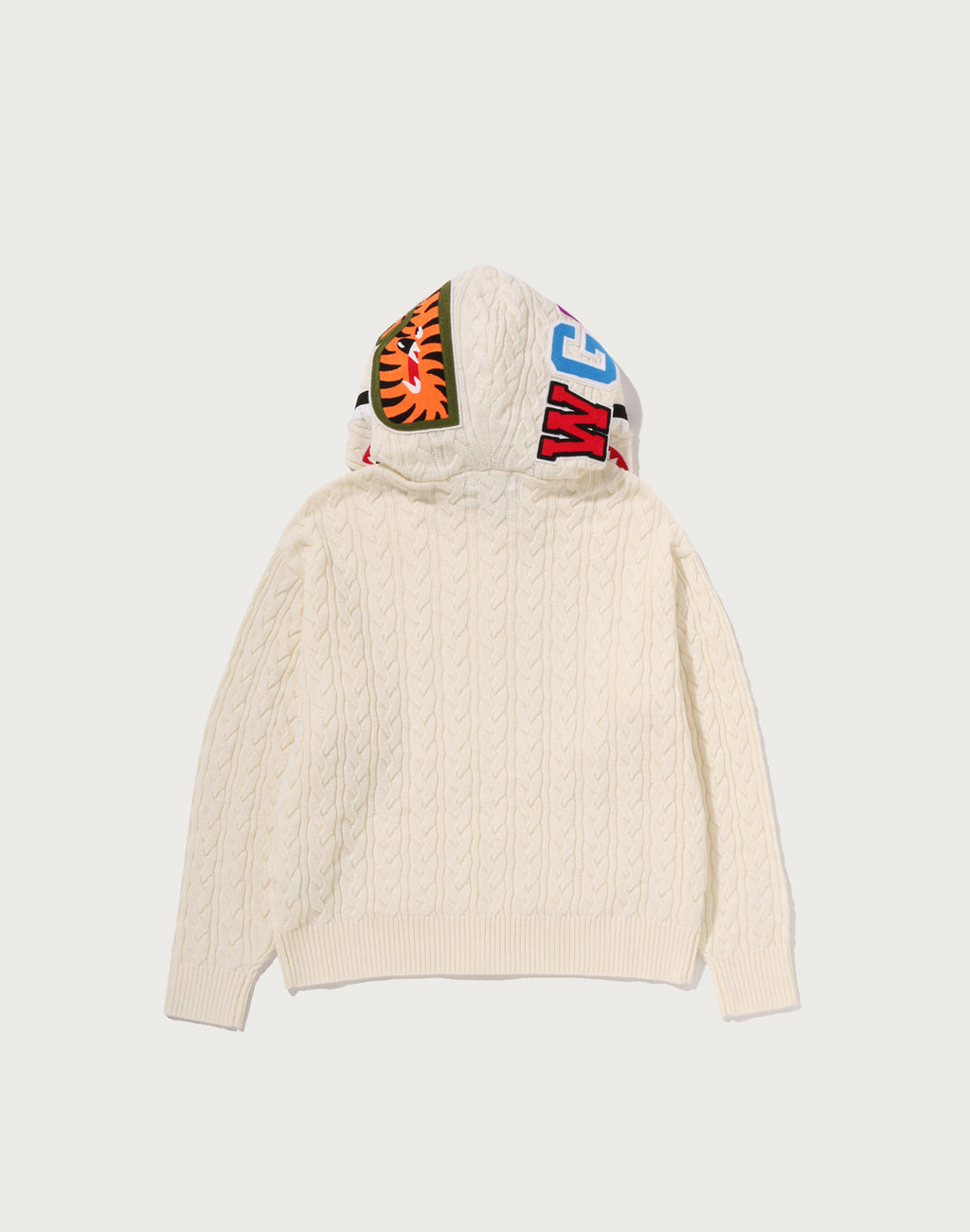 CABLE KNIT SHARK RELAXED FIT FULL ZIP HOODIE MENS