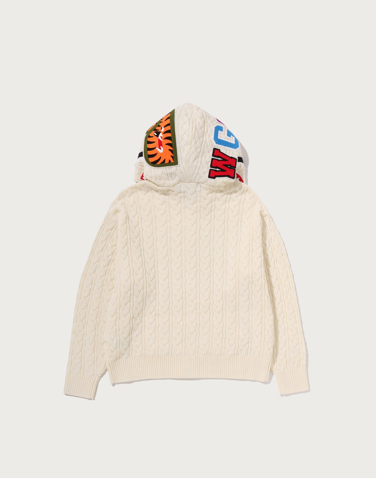 CABLE KNIT SHARK RELAXED FIT FULL ZIP HOODIE MENS