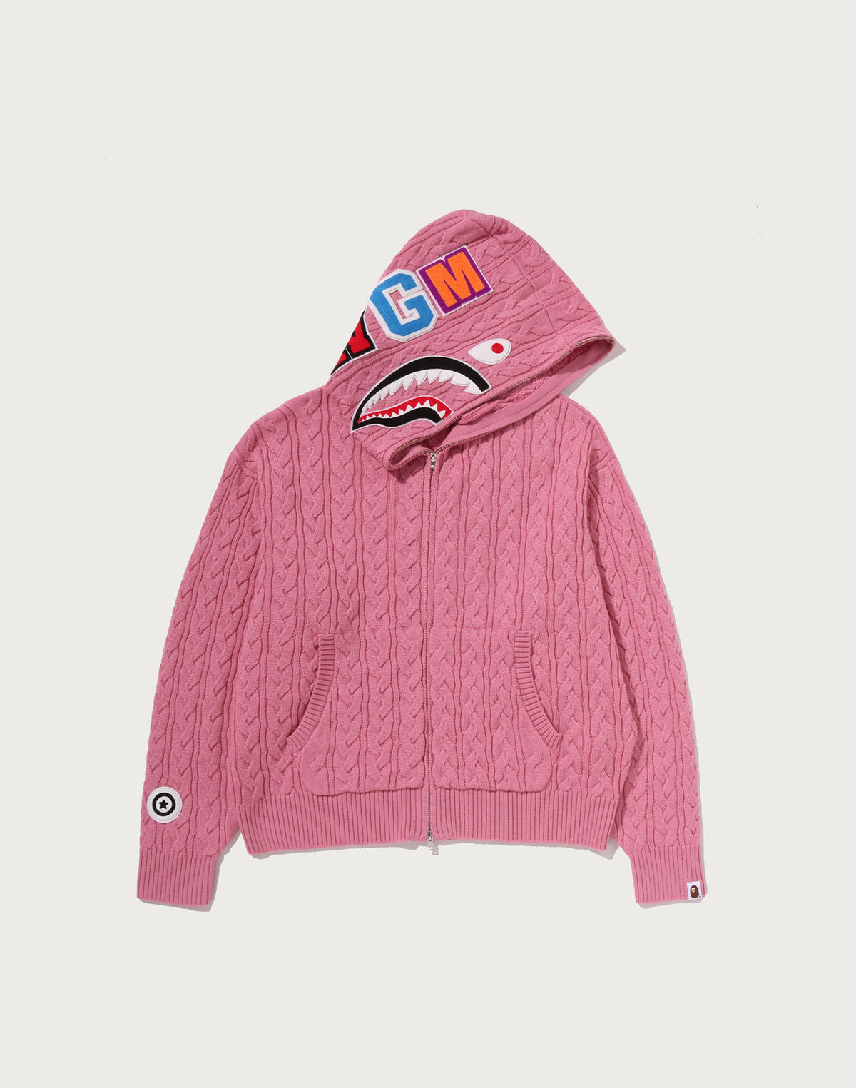 CABLE KNIT SHARK RELAXED FIT FULL ZIP HOODIE MENS