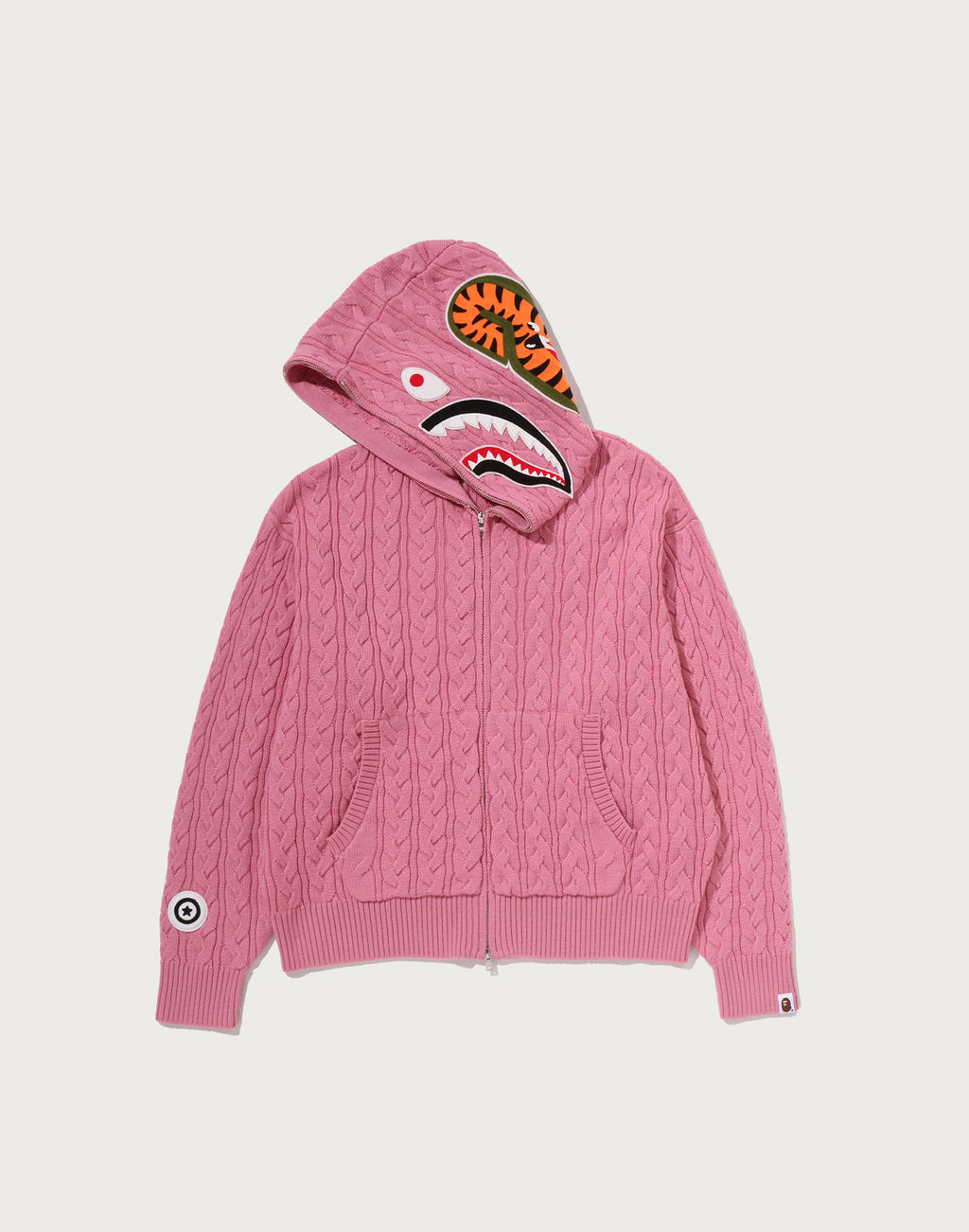 CABLE KNIT SHARK RELAXED FIT FULL ZIP HOODIE MENS