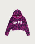 COLOR CAMO BAPE LOGO FUR CROPPED ZIP HOODIE LADIES