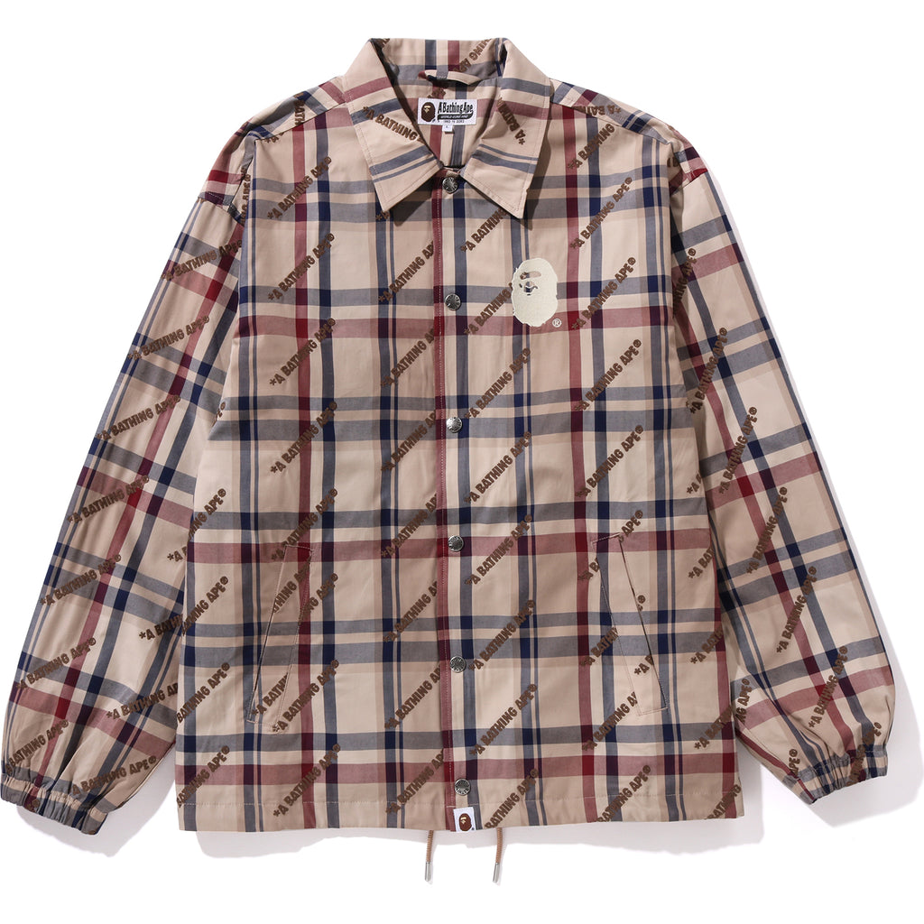 A BATHING APE LOGO CHECK PATTERN COACH JACKET MENS | us.bape.com