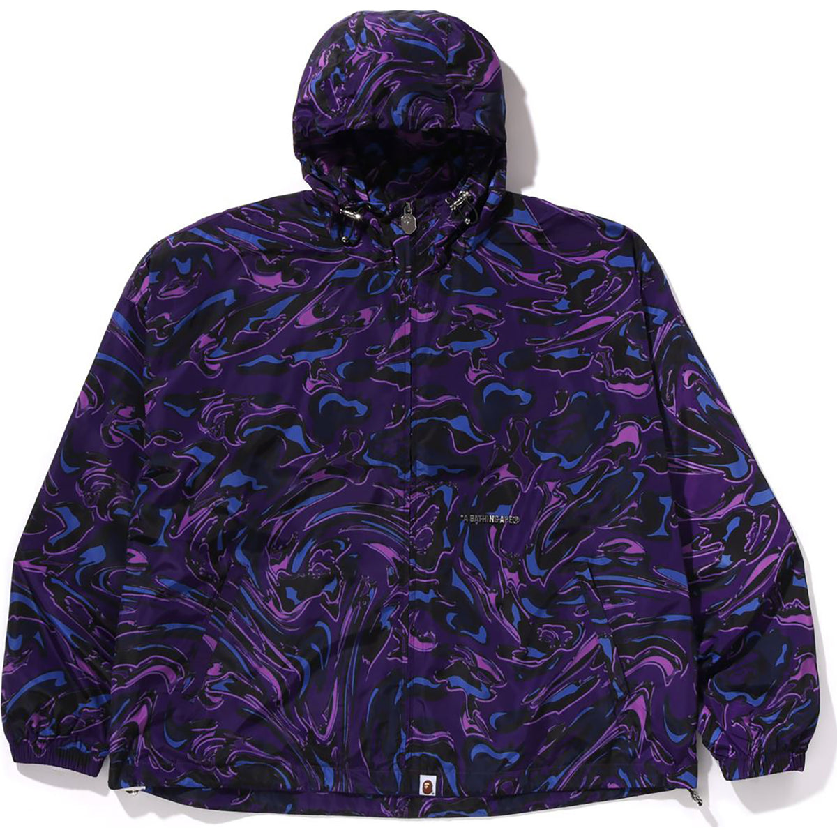 MARBLING CAMO BATHING APE LOGO NYLON HOODED JACKET MENS