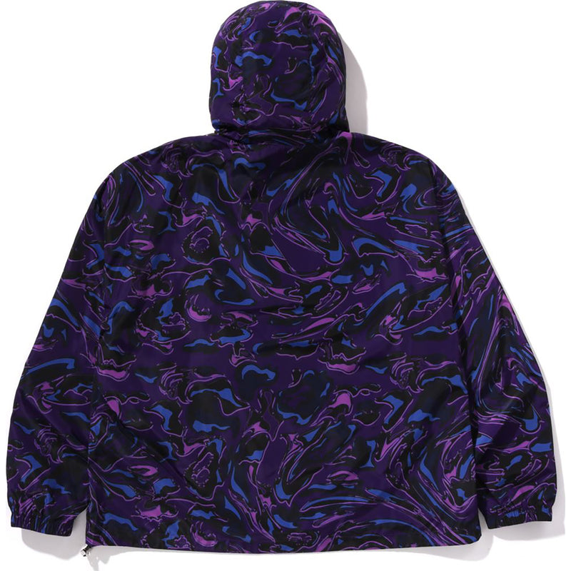 MARBLING CAMO BATHING APE LOGO NYLON HOODED JACKET MENS