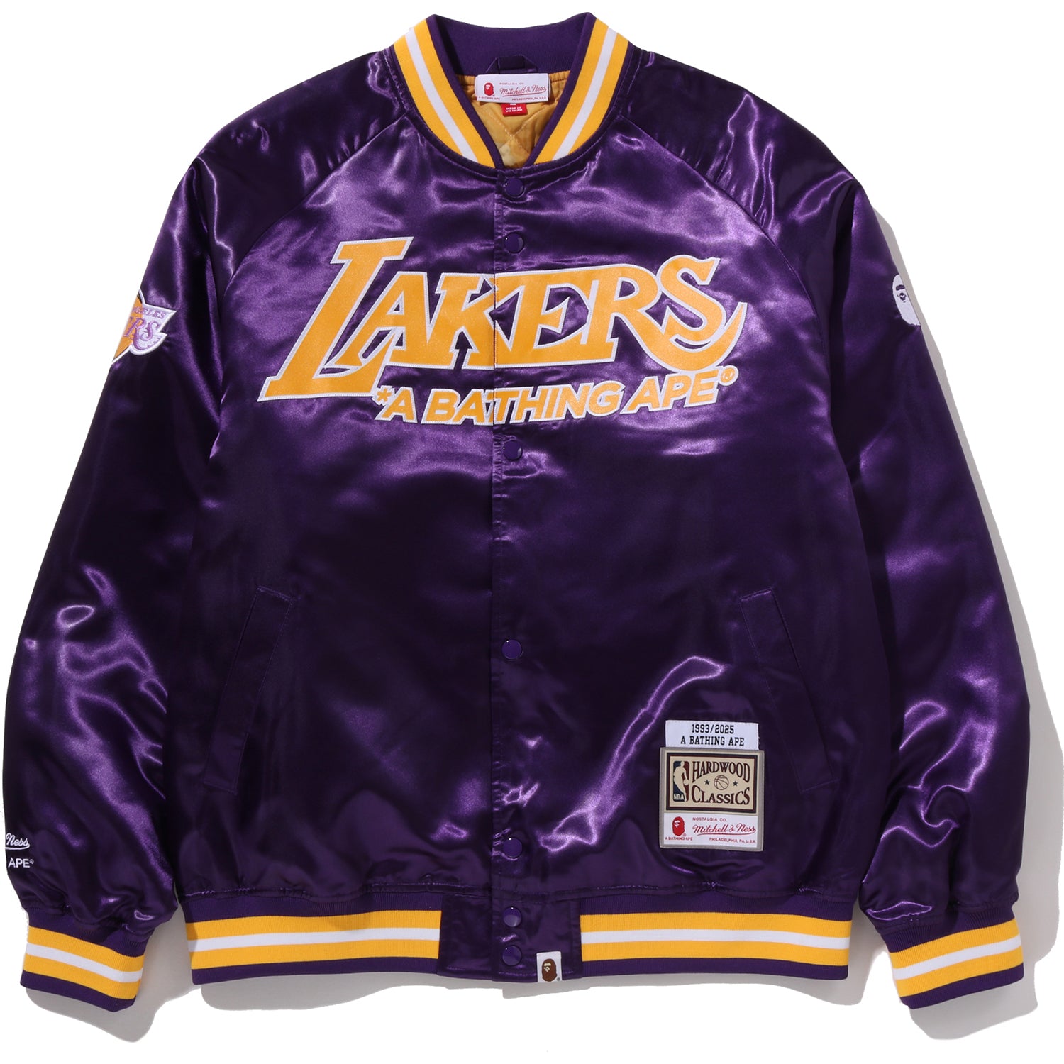BAPE X M&N NBA - LOS ANGELES LAKERS SATIN JACKET MENS – us.bape.com