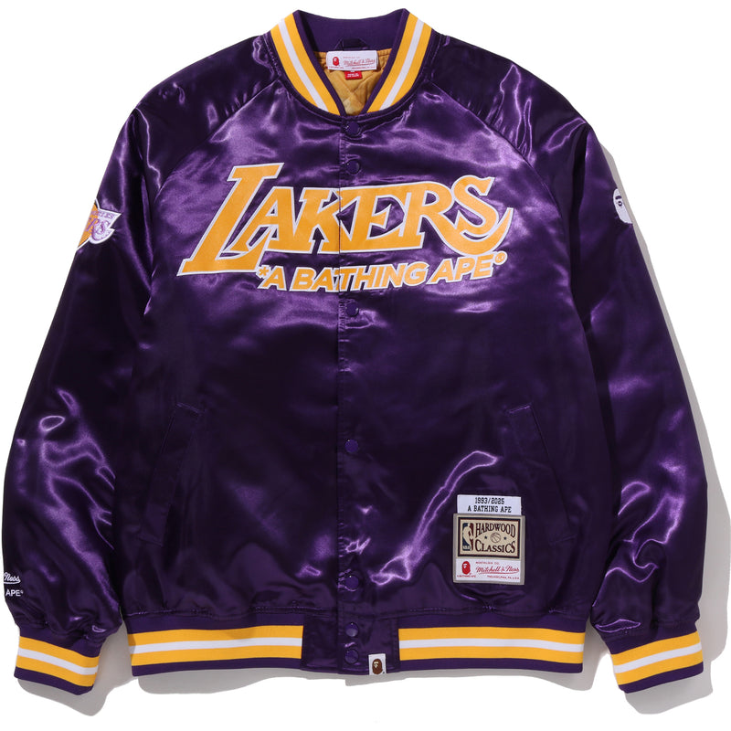 BAPE X M&N NBA - LOS ANGELES LAKERS SATIN JACKET MENS