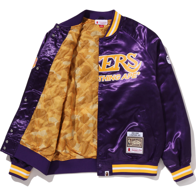 BAPE X M&N NBA - LOS ANGELES LAKERS SATIN JACKET MENS
