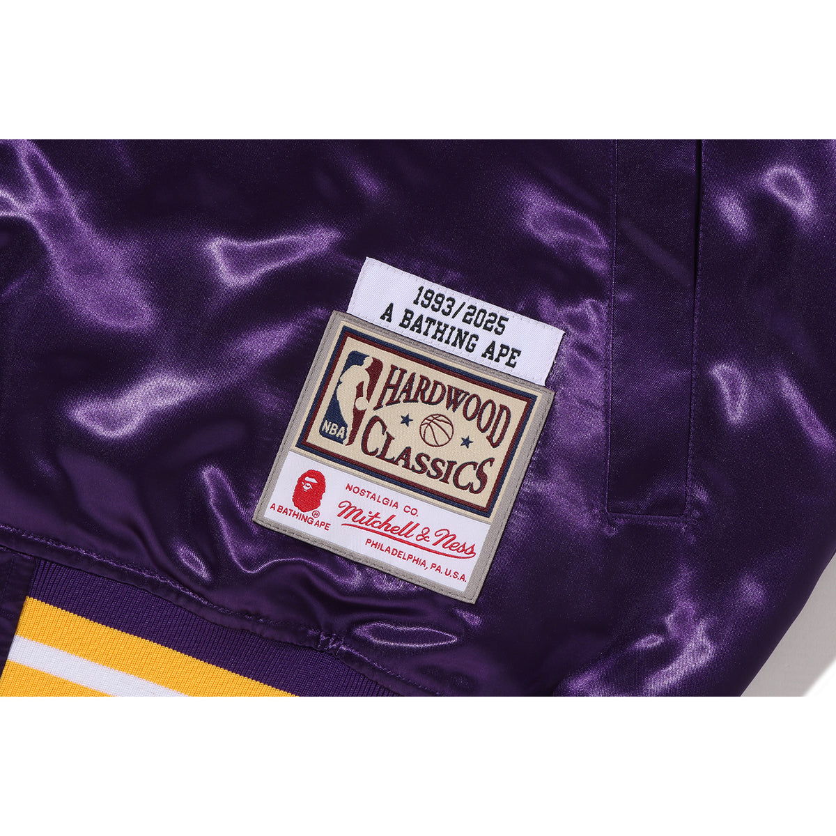 BAPE X M&N NBA - LOS ANGELES LAKERS SATIN JACKET MENS