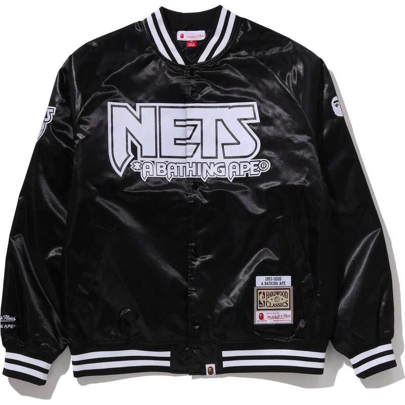 BAPE X M&N NBA - NEW JERSEY NETS SATIN JACKET MENS