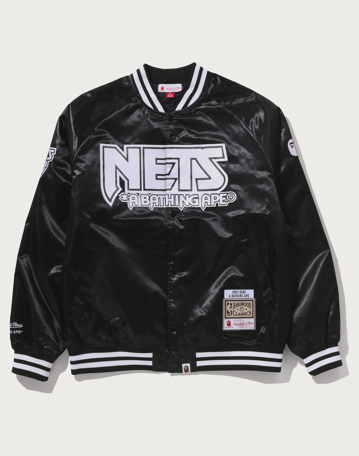 BAPE X M&N NBA - NEW JERSEY NETS SATIN JACKET MENS