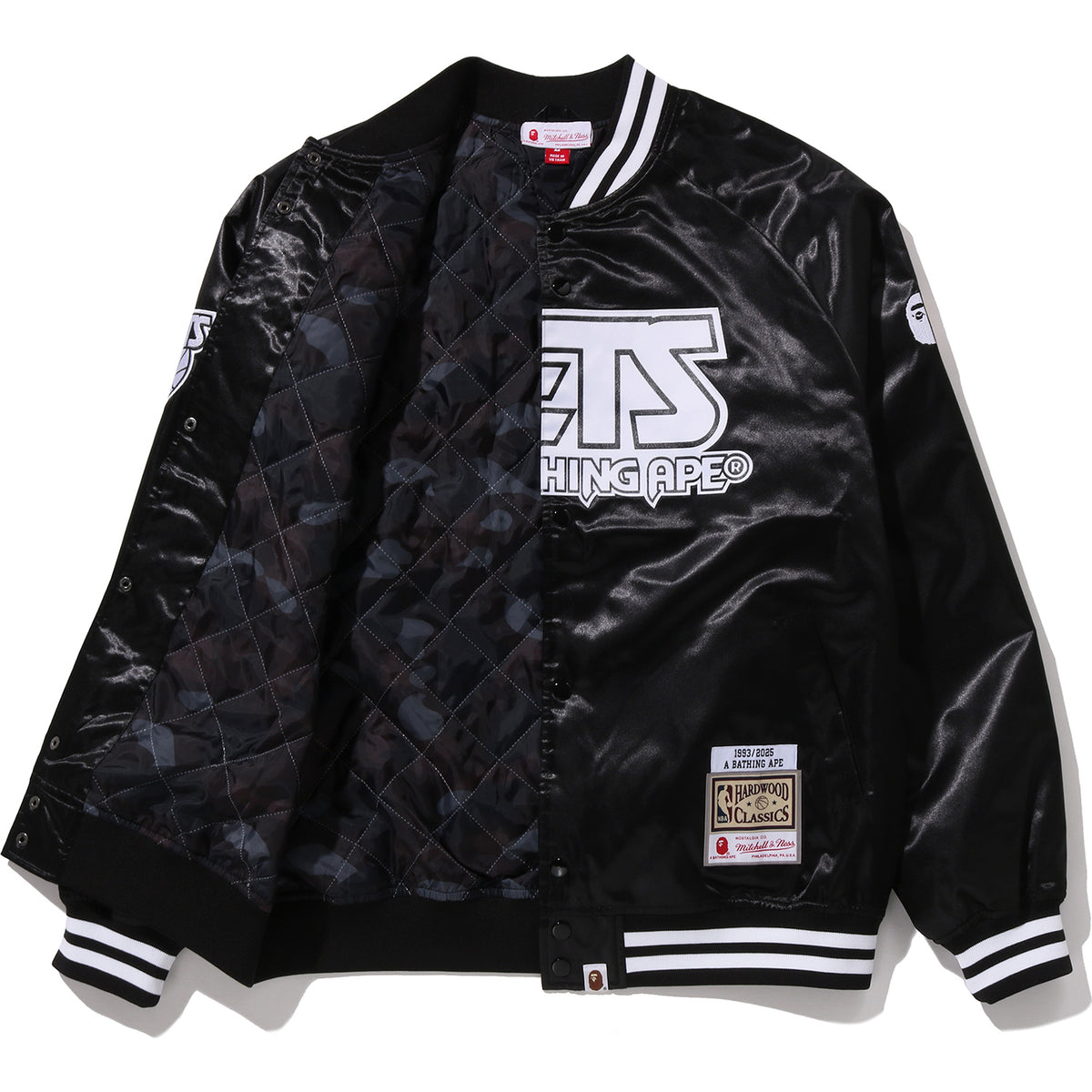 BAPE X M&N NBA - NEW JERSEY NETS SATIN JACKET MENS