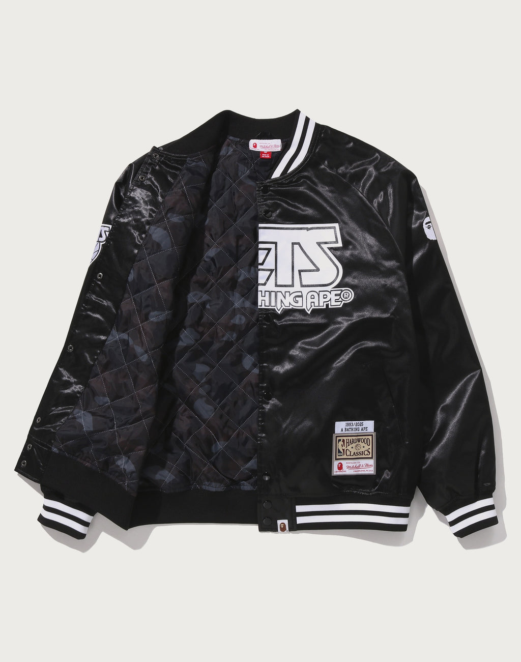 BAPE X M&N NBA - NEW JERSEY NETS SATIN JACKET MENS