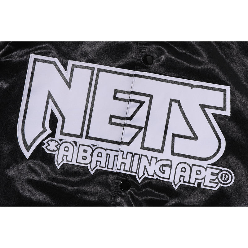 BAPE X M&N NBA - NEW JERSEY NETS SATIN JACKET MENS