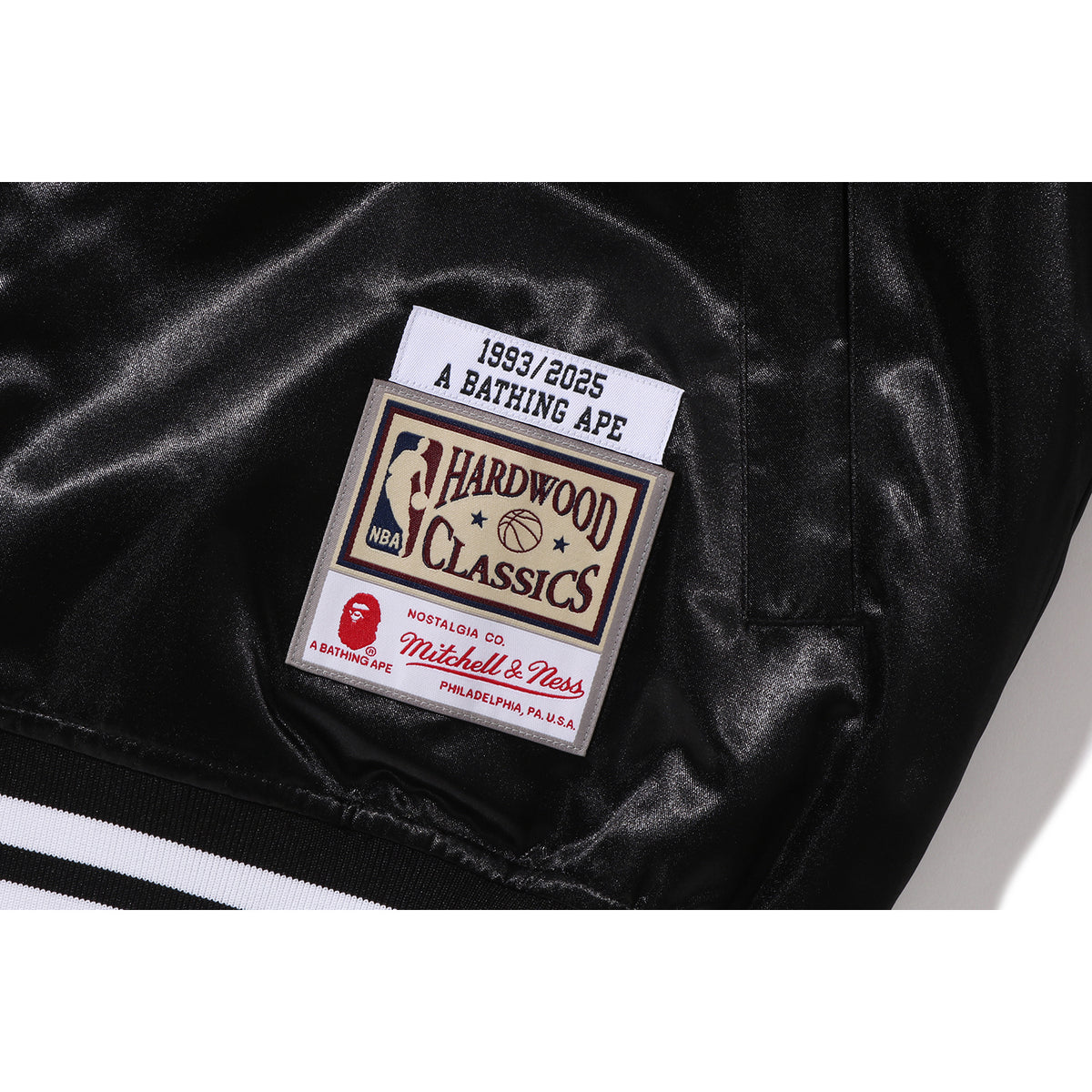 BAPE X M&N NBA - NEW JERSEY NETS SATIN JACKET MENS