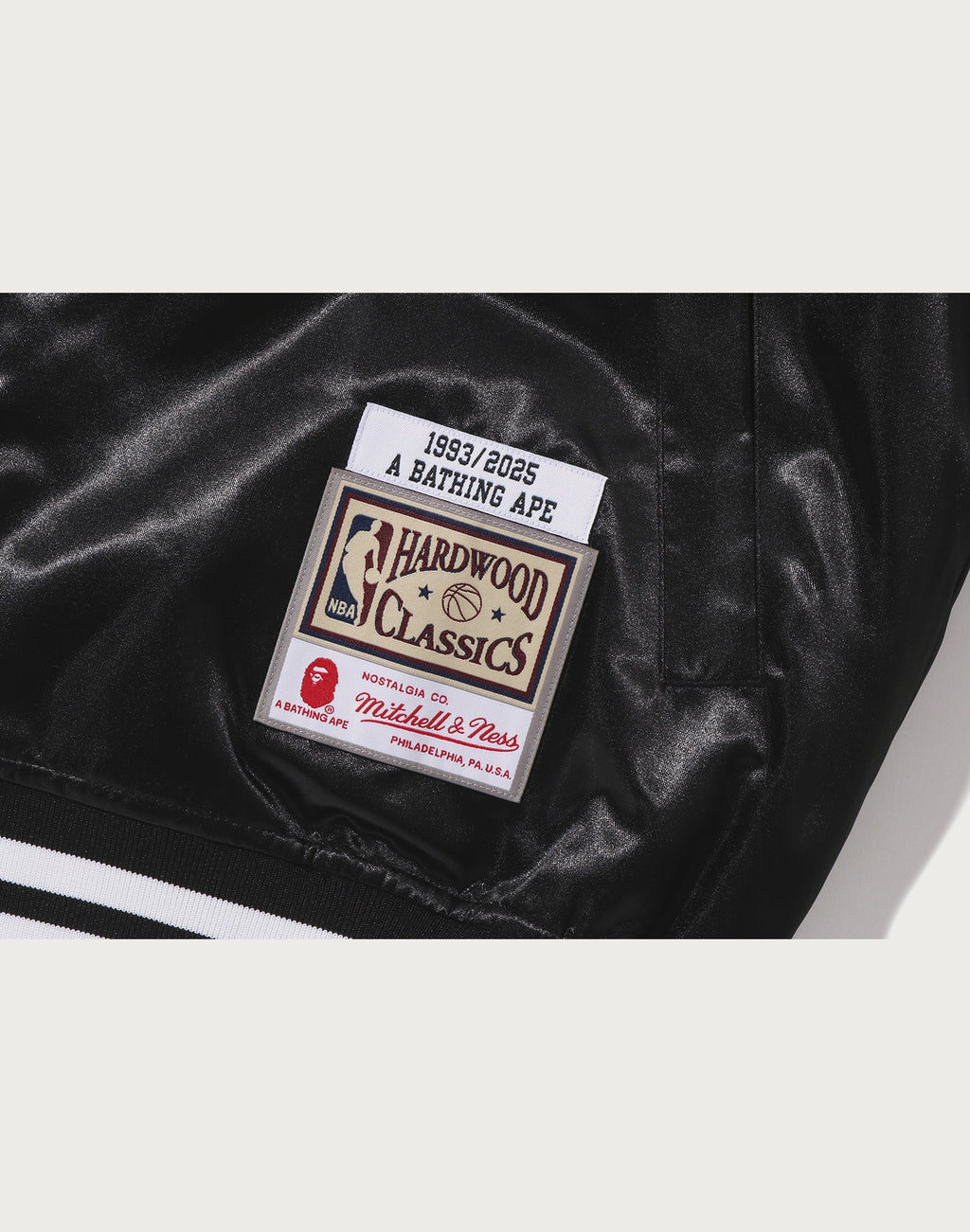 BAPE X M&N NBA - NEW JERSEY NETS SATIN JACKET MENS