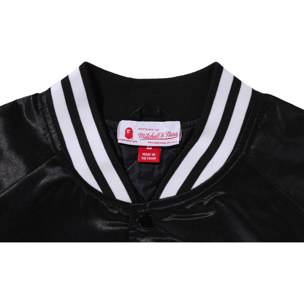 BAPE X M&N NBA - NEW JERSEY NETS SATIN JACKET MENS