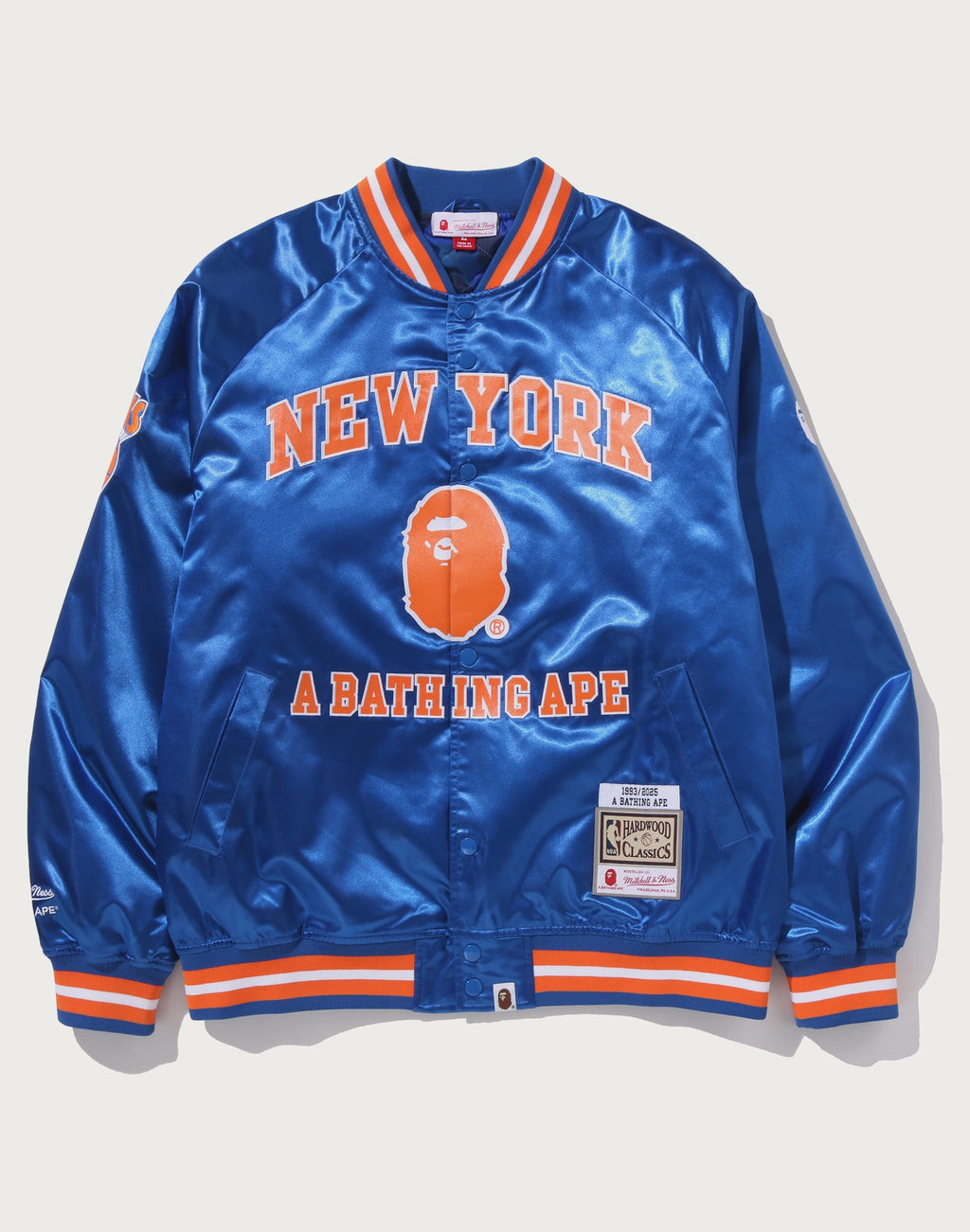 BAPE X M&N NBA - NEW YORK KNICKS SATIN JACKET MENS
