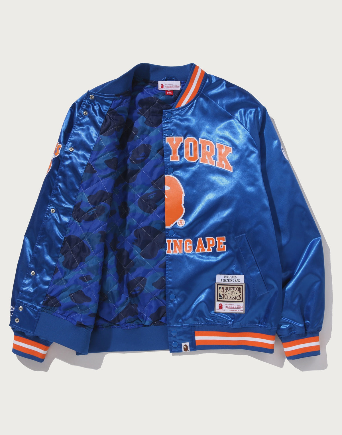 BAPE X M&N NBA - NEW YORK KNICKS SATIN JACKET MENS
