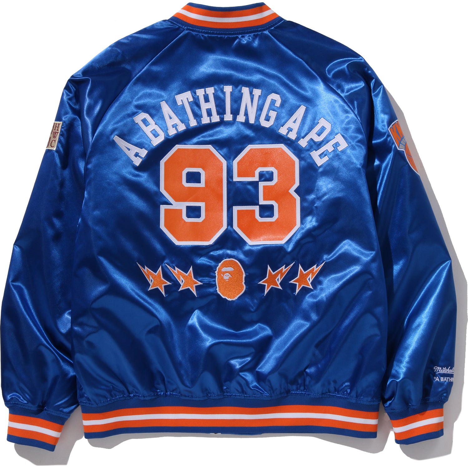 BAPE X M&N NBA - NEW YORK KNICKS SATIN JACKET MENS – us.bape.com