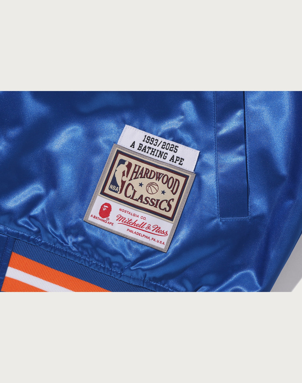 BAPE X M&N NBA - NEW YORK KNICKS SATIN JACKET MENS