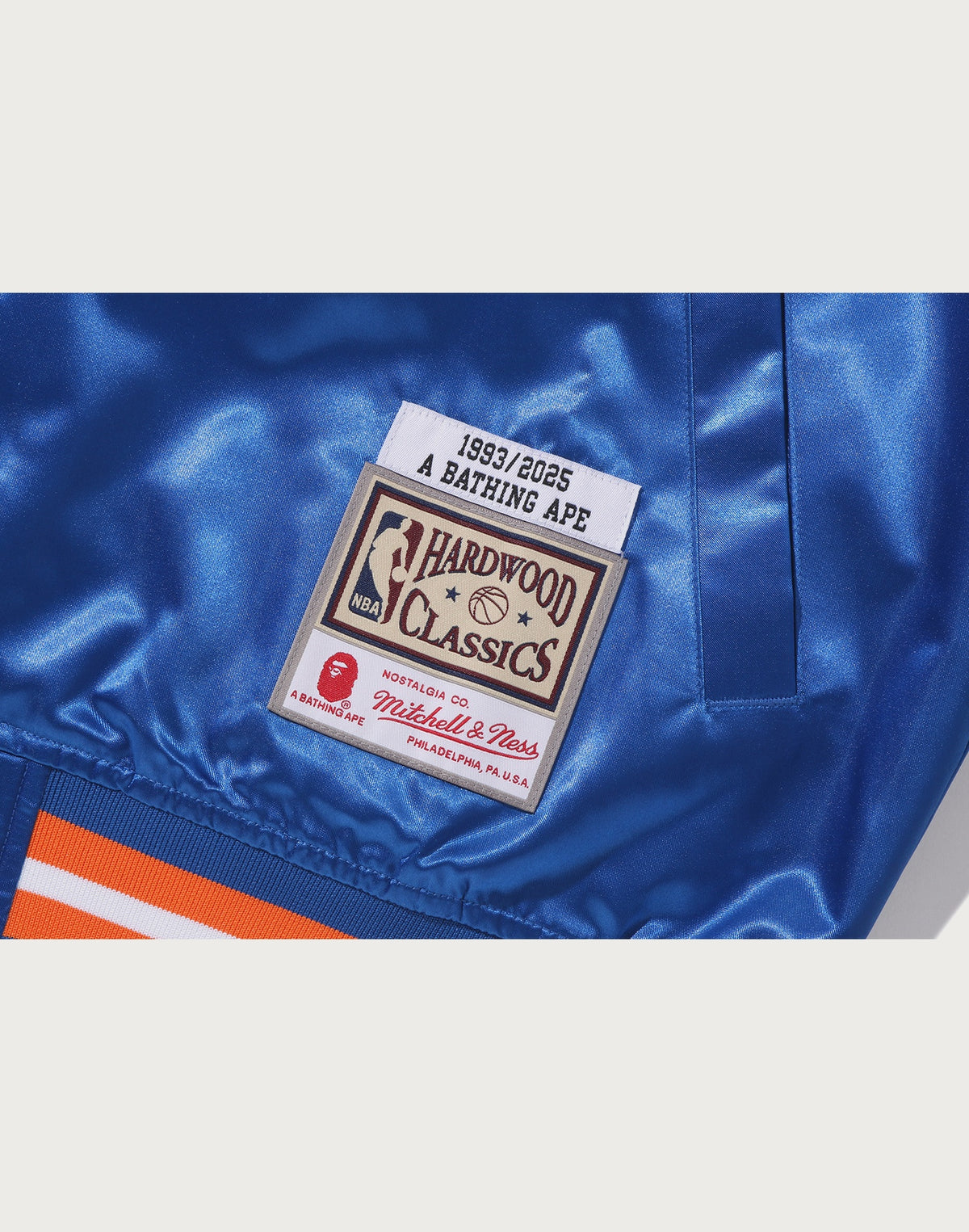 BAPE X M&N NBA - NEW YORK KNICKS SATIN JACKET MENS
