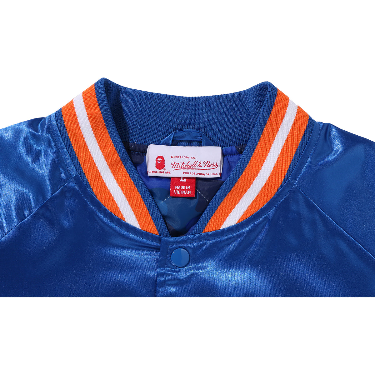 BAPE X M&N NBA - NEW YORK KNICKS SATIN JACKET MENS