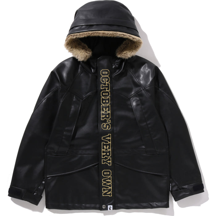 BAPE X OVO SYNTHETIC WASHABLE LEATHER SNOWBOARD JACKET MENS