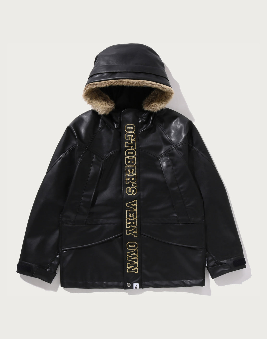 BAPE X OVO SYNTHETIC WASHABLE LEATHER SNOWBOARD JACKET MENS