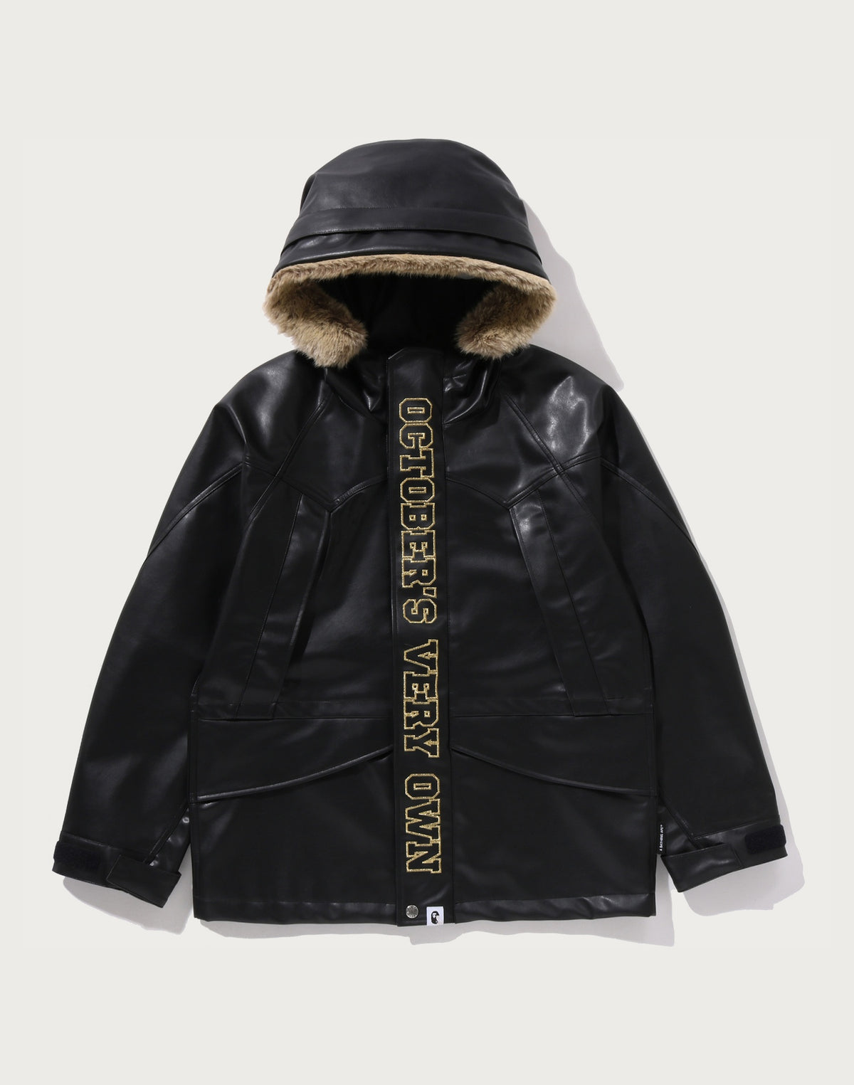 BAPE X OVO SYNTHETIC WASHABLE LEATHER SNOWBOARD JACKET MENS