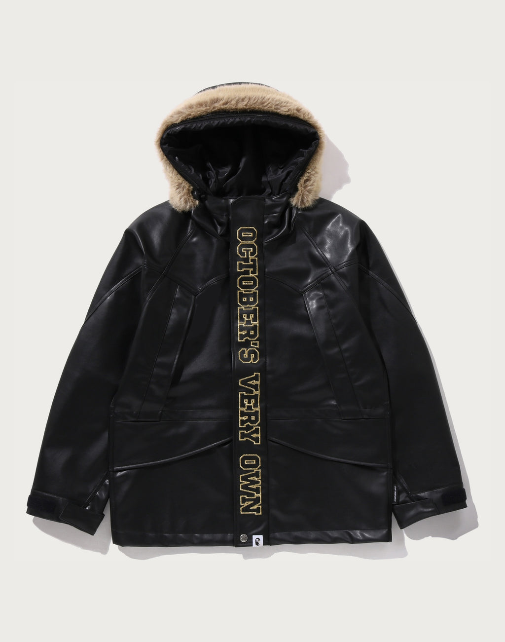 BAPE X OVO SYNTHETIC WASHABLE LEATHER SNOWBOARD JACKET MENS