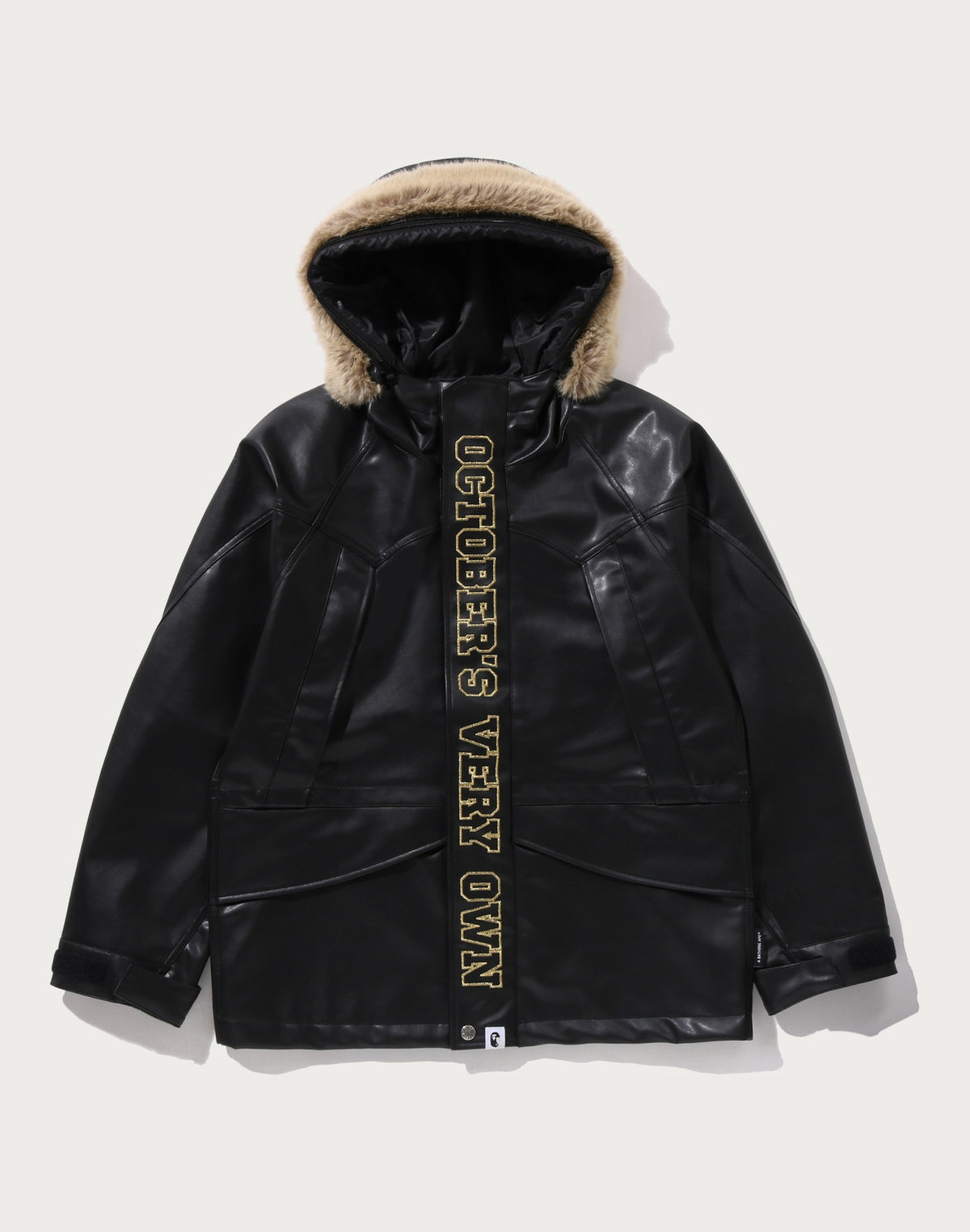 BAPE X OVO SYNTHETIC WASHABLE LEATHER SNOWBOARD JACKET MENS