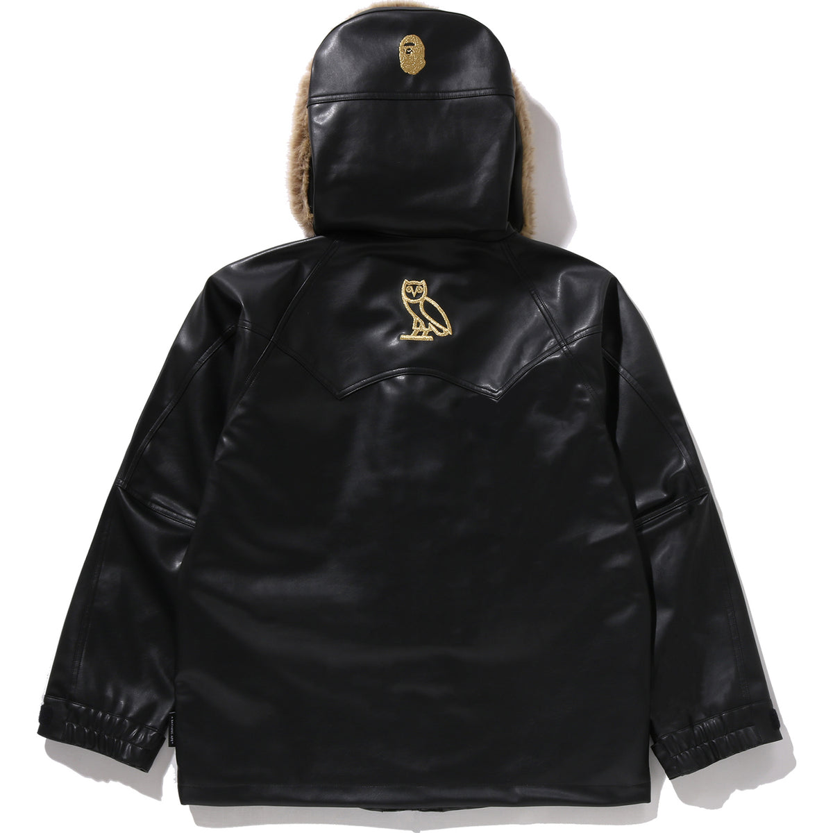 BAPE X OVO SYNTHETIC WASHABLE LEATHER SNOWBOARD JACKET MENS