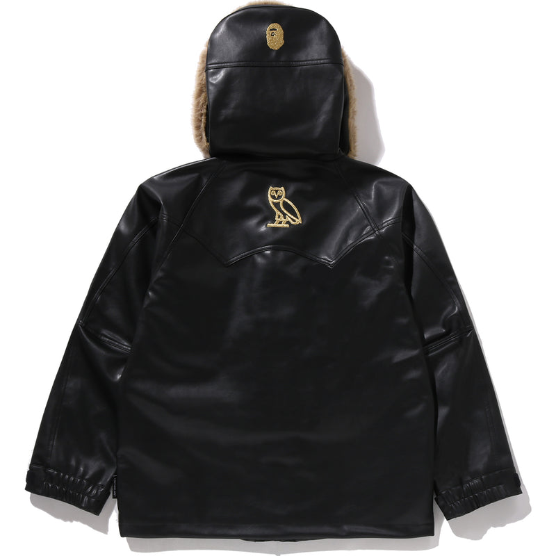 BAPE X OVO SYNTHETIC WASHABLE LEATHER SNOWBOARD JACKET MENS