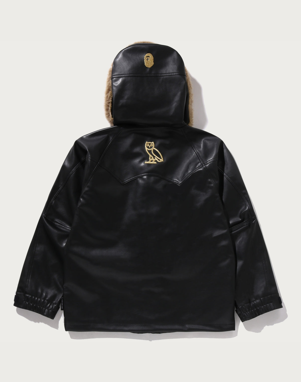 BAPE X OVO SYNTHETIC WASHABLE LEATHER SNOWBOARD JACKET MENS